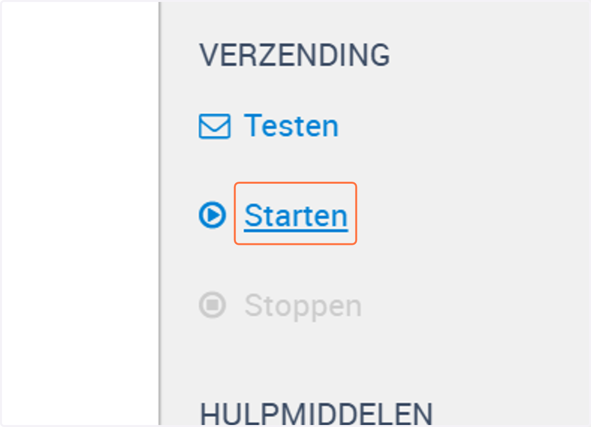 Zorg voordat je op start klikt dat je zeker weet dat alles goed staat. Als je klikt op Starten wordt de vragenlijst verzonden naar alle emailadressen die je hebt opgegeven.