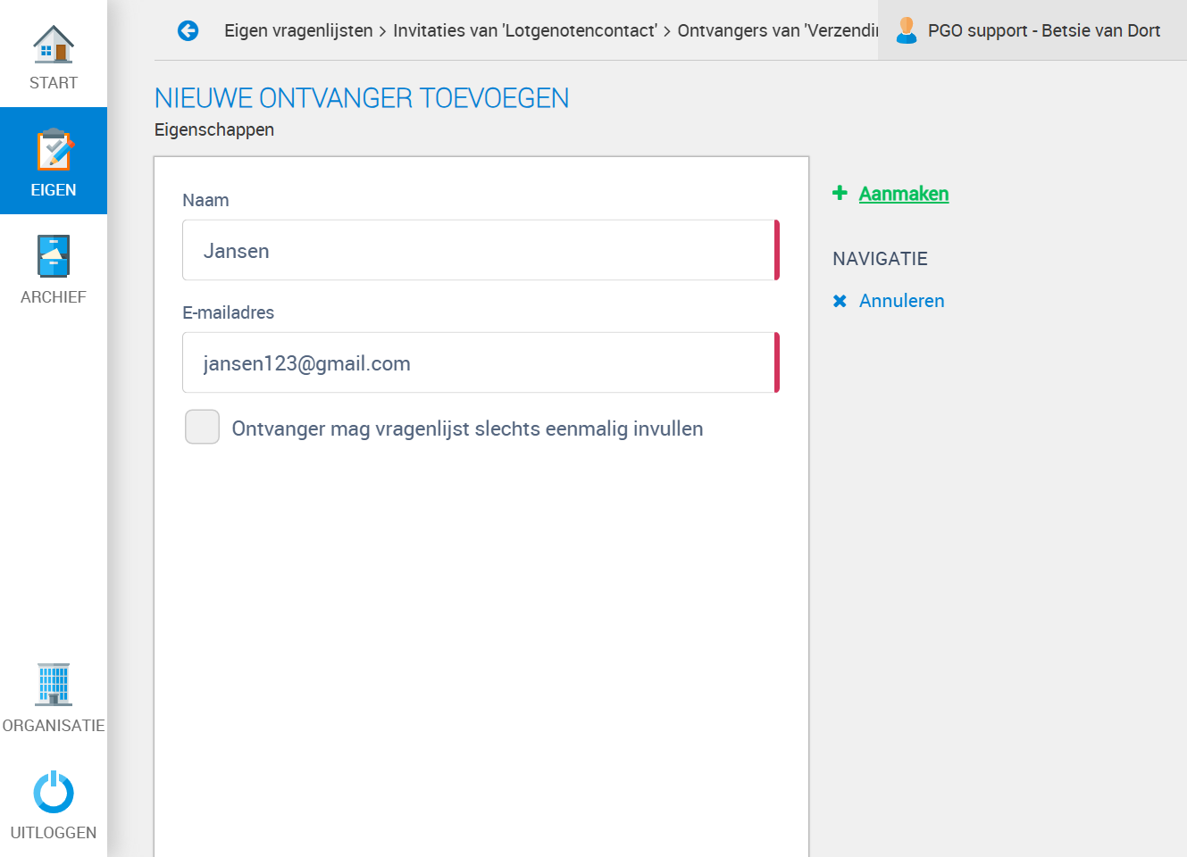 Klik op Aanmaken