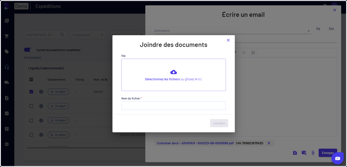 Sélectionner des fichiers ou les rédiger dans la carte