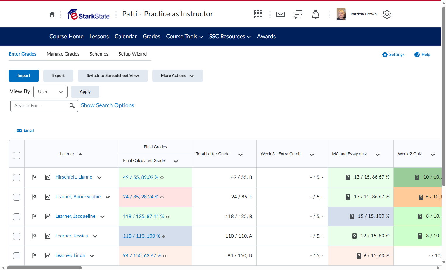 Click on Manage Grades
