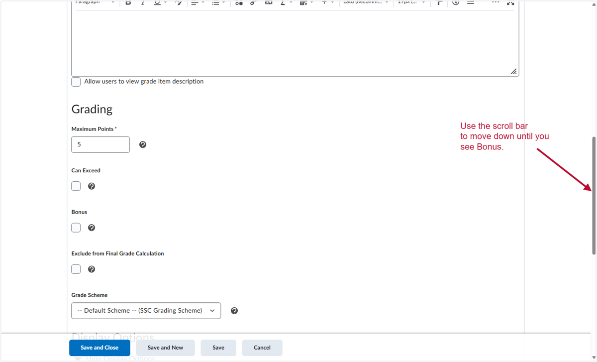Click on Grading