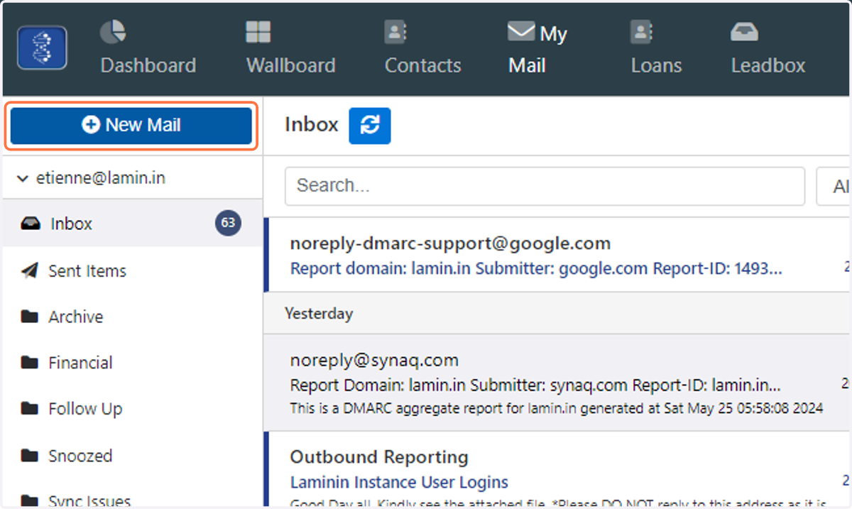 Click on "New Mail"