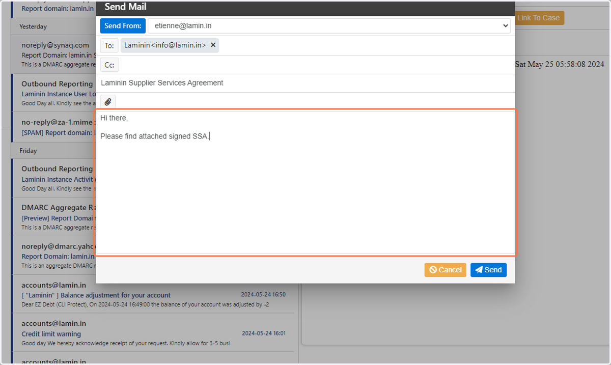 Type your email message in the body section