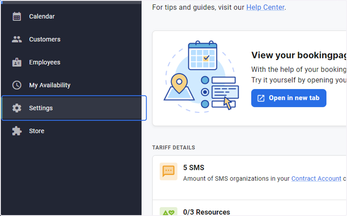 Click on Settings