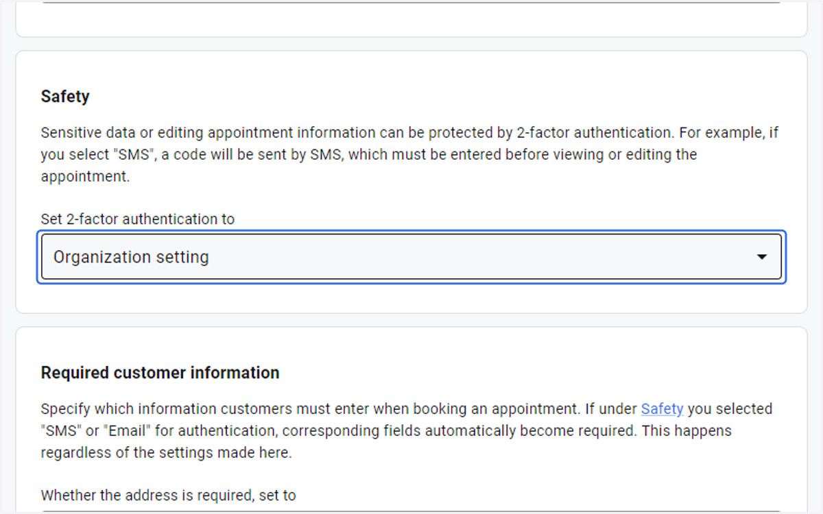 Click on the drop-down menu under Safety