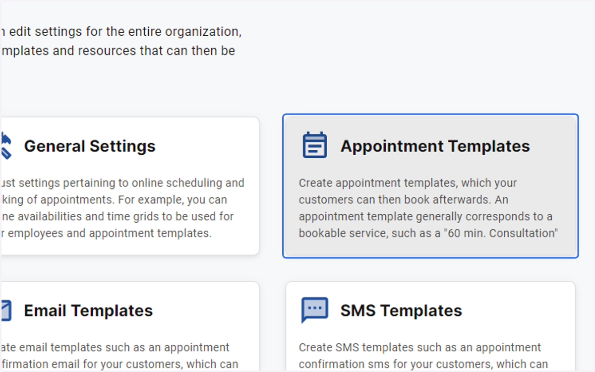 Click on Appointment Templates