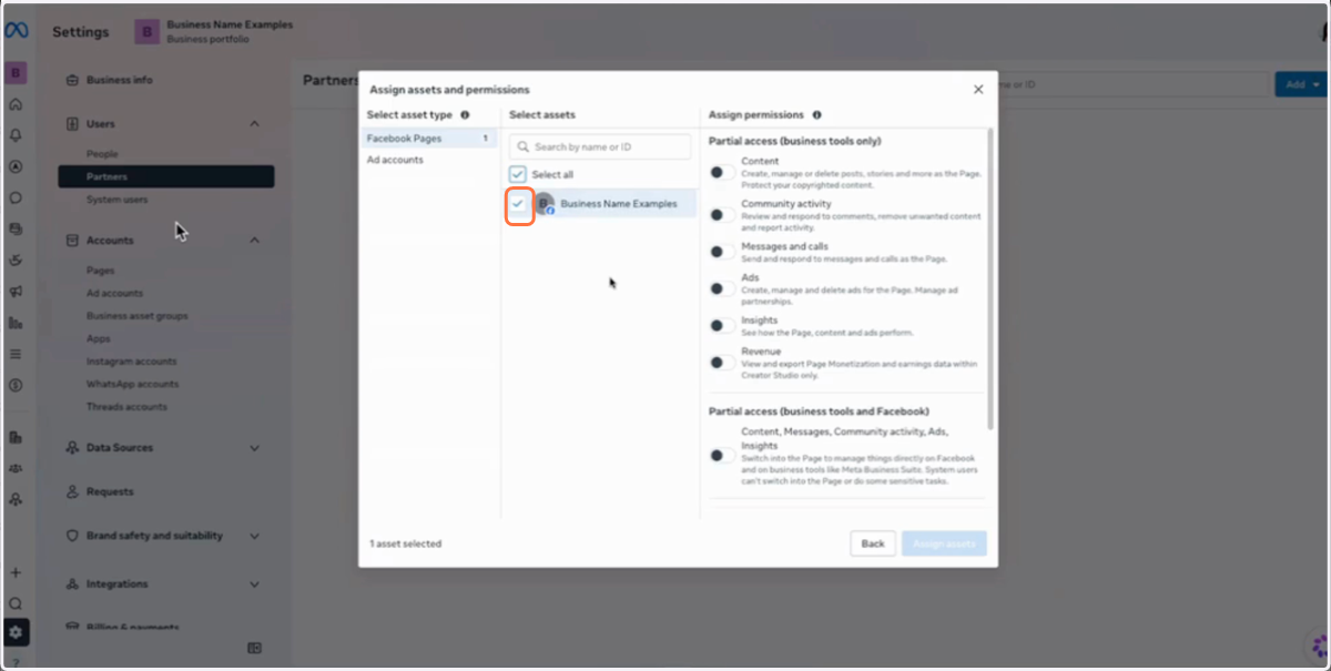 Under Facebook Pages, Select your Facebook Page