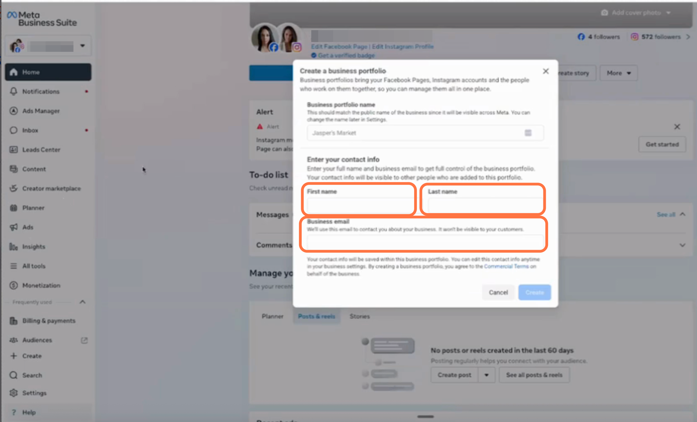 Add your Business name, First name, Last name and Business Email