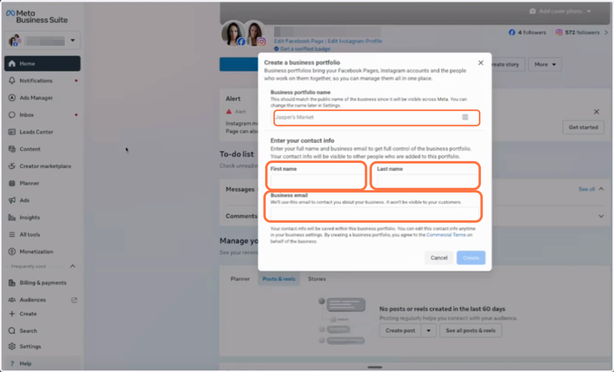 Add your Business name, First name, Last name and Business Email