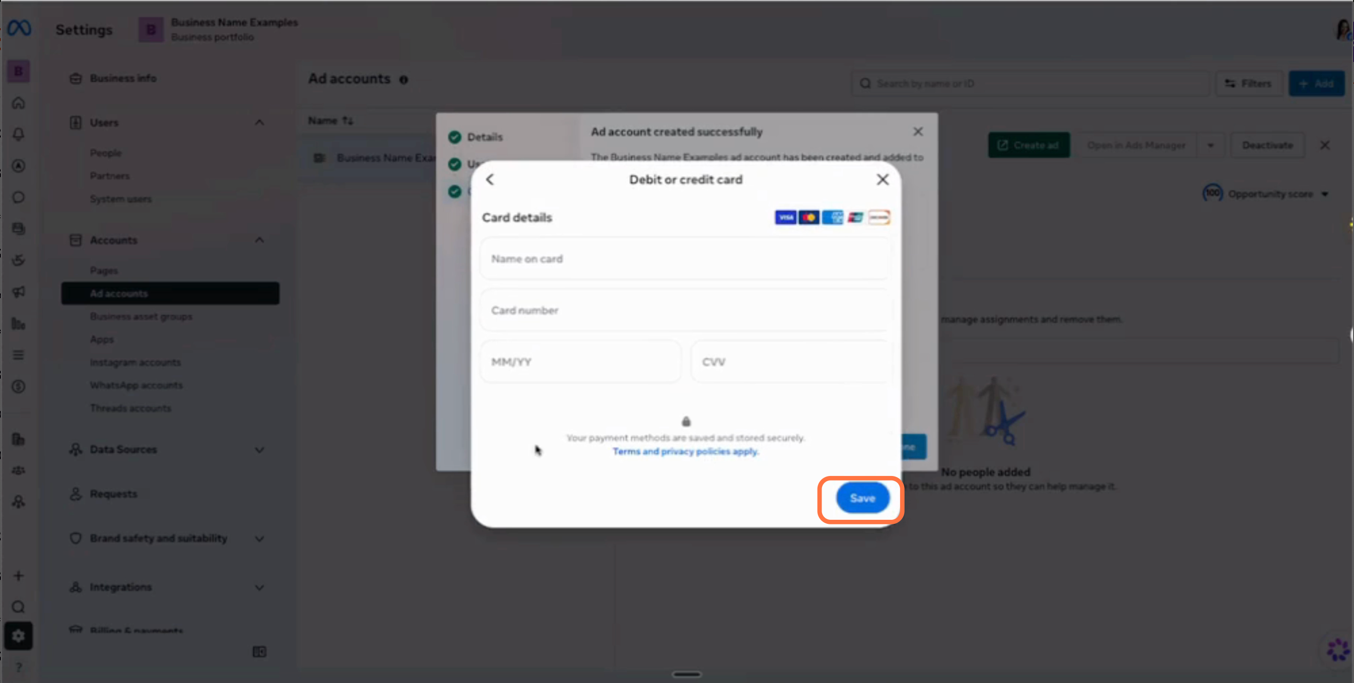 Enter your Card detail and Click on Save