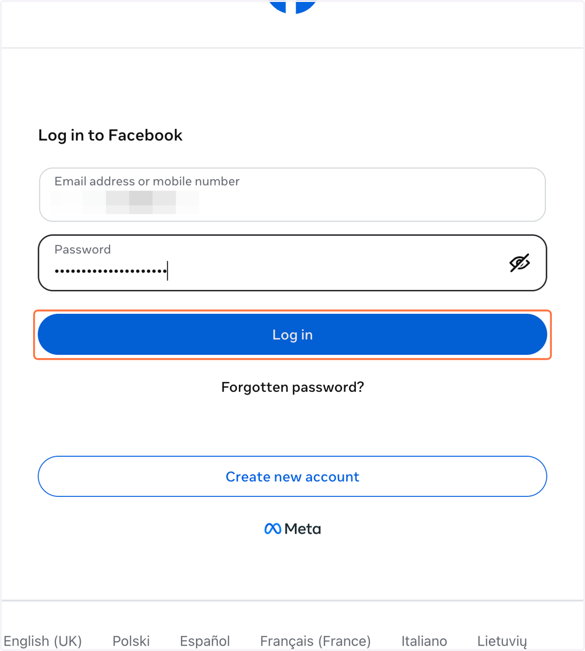 Click on Log in