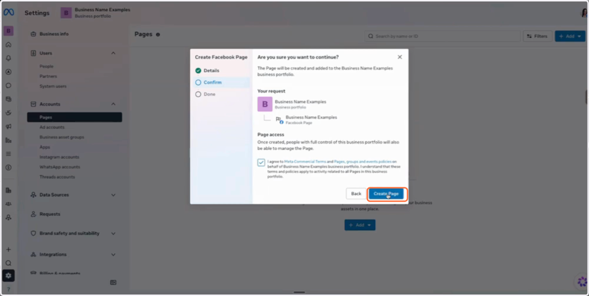 Click on Create Page