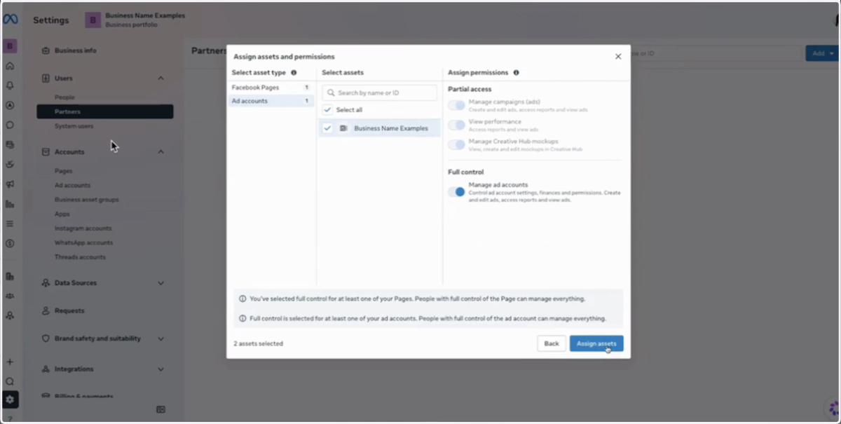 Click on Assign assets