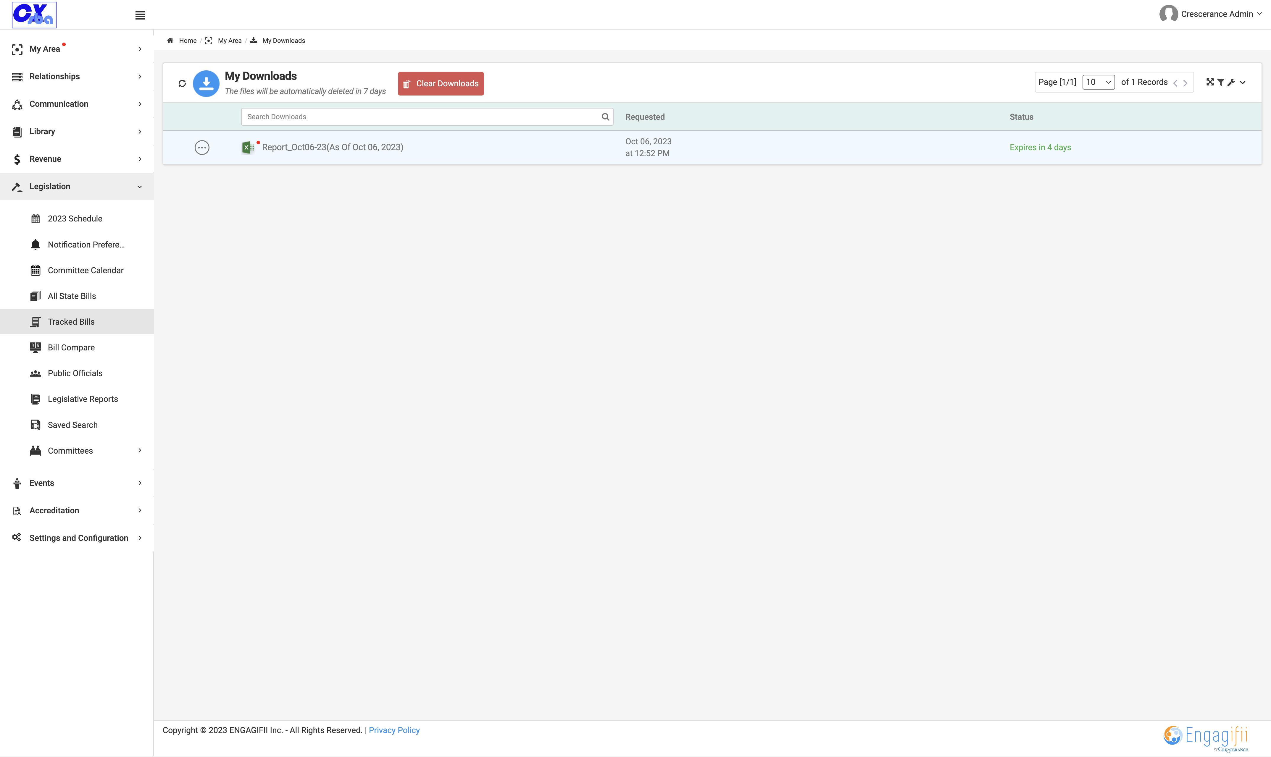 Click on Tracked Bills