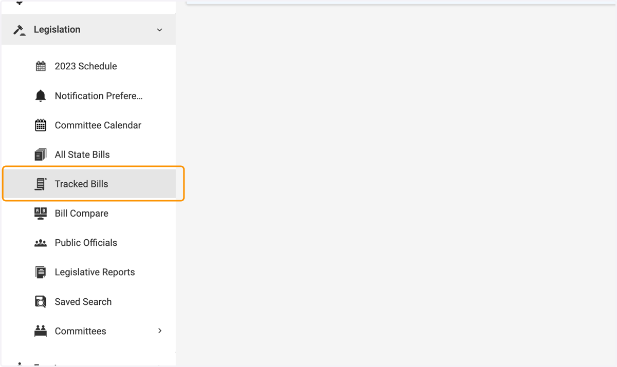 Click on Tracked Bills
