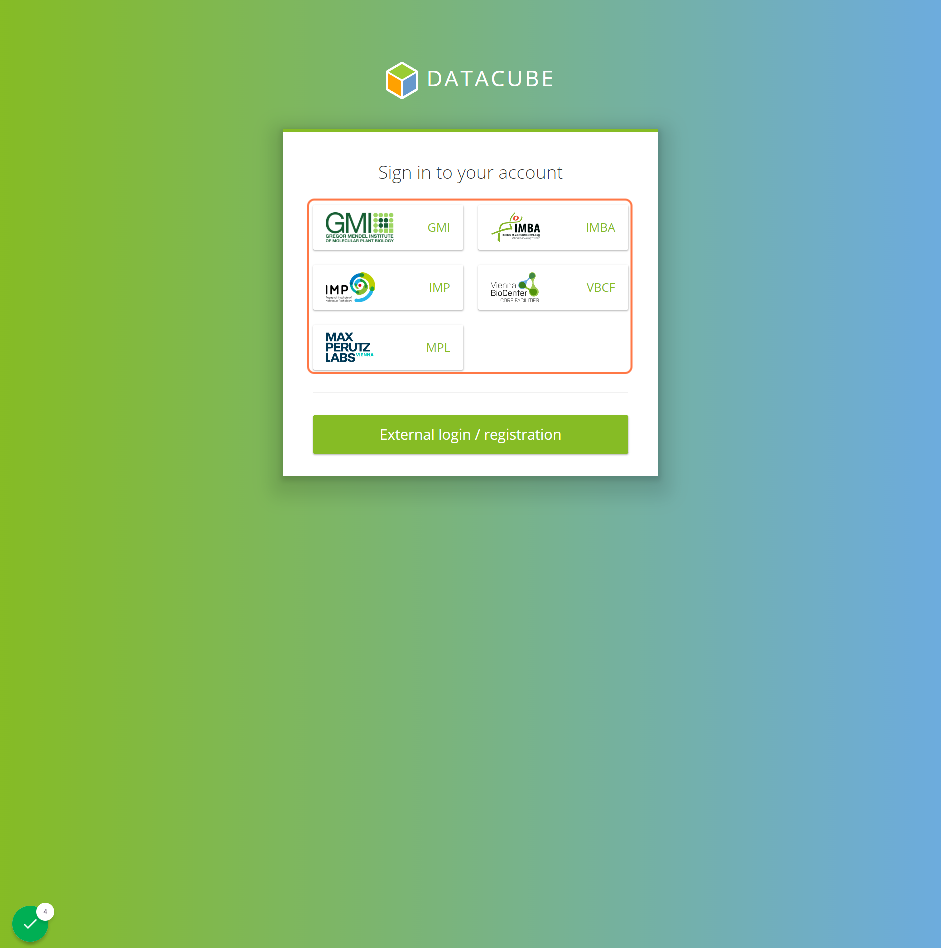 Select the appropriate option representing your institution on the screen
