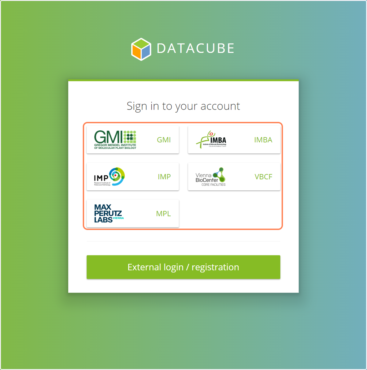 Select the appropriate option representing your institution on the screen
