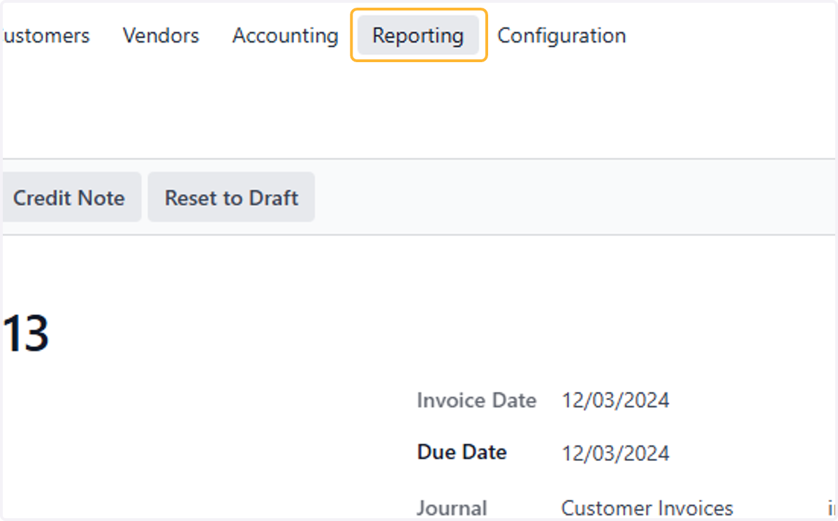 Click on Reporting