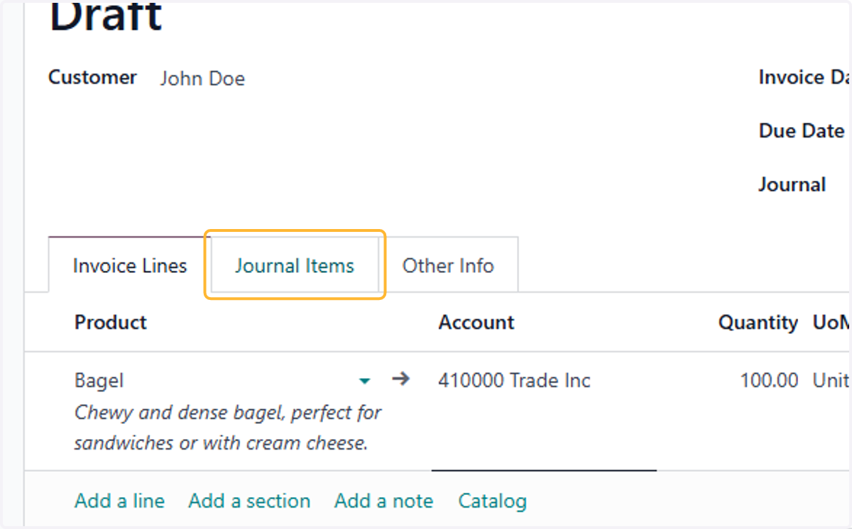 Click on Journal Items