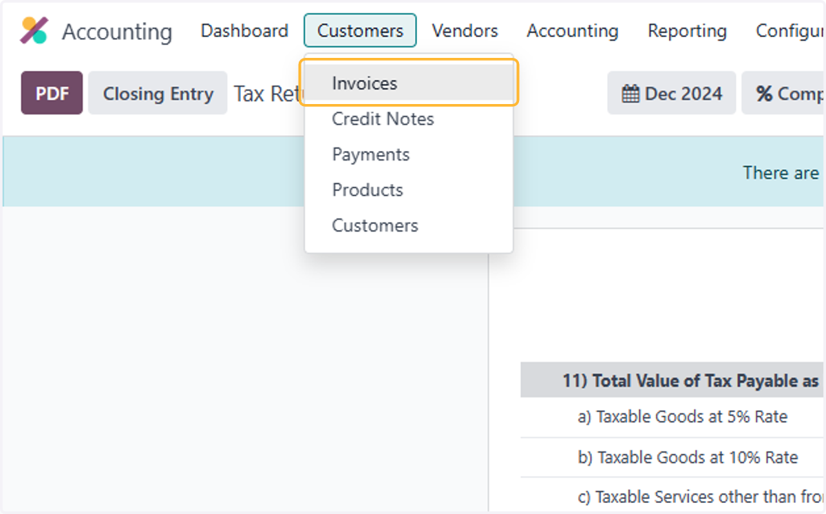 Click on Invoices