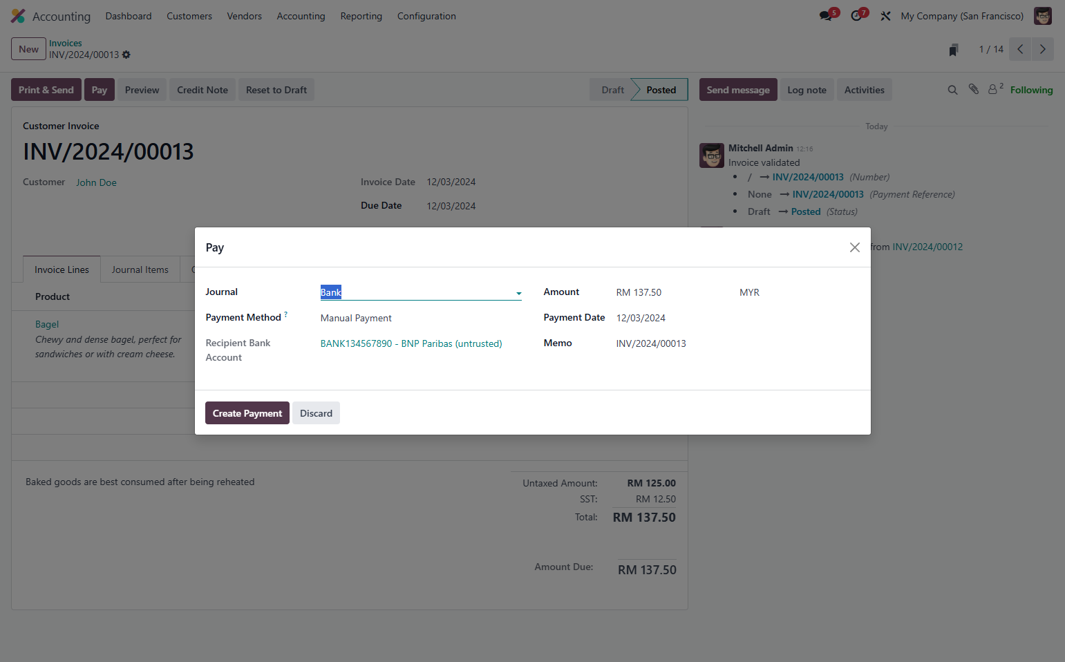 Click on Create Payment