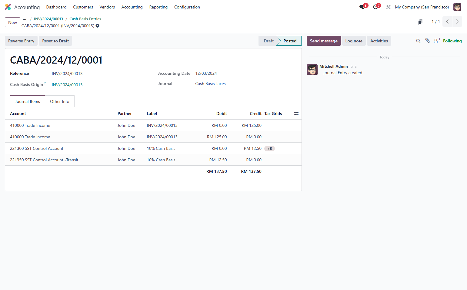 The double entry created to adjust the taxes to the appropriate account