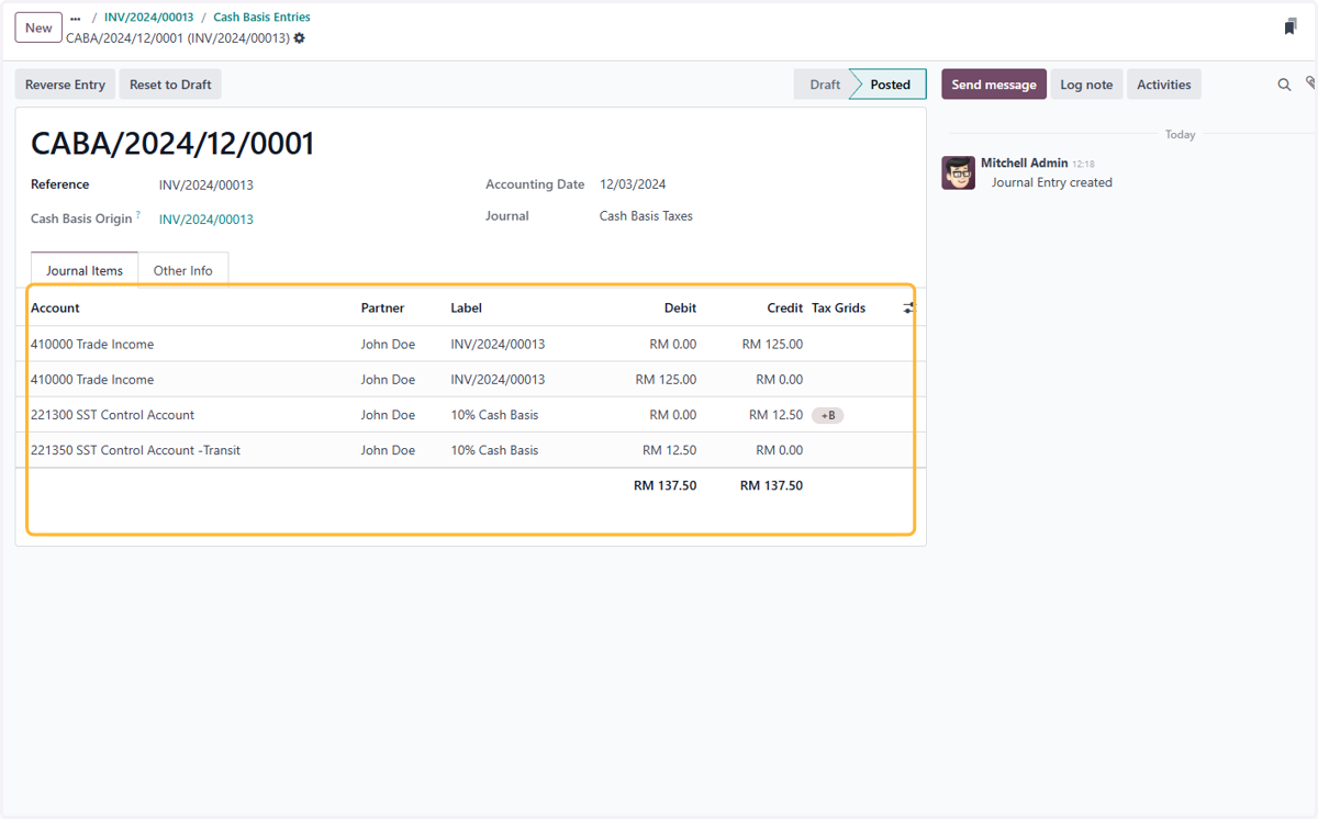 The double entry created to adjust the taxes to the appropriate account