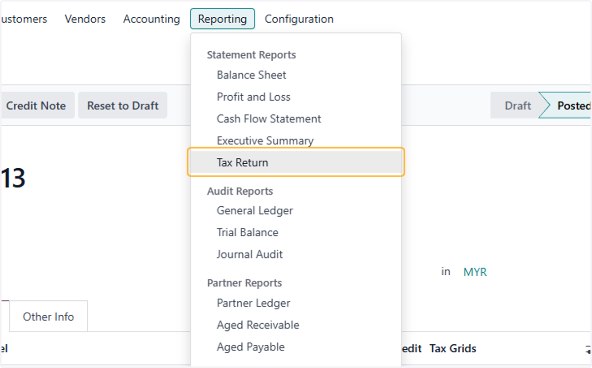 Click on Tax Return