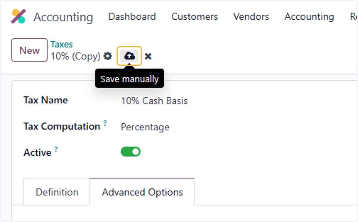 Click on Save manually