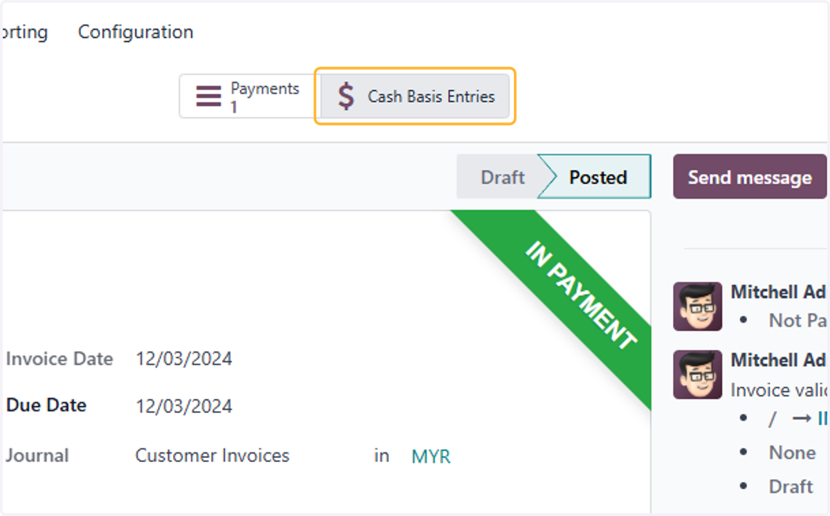 Click on Cash Basis Entries