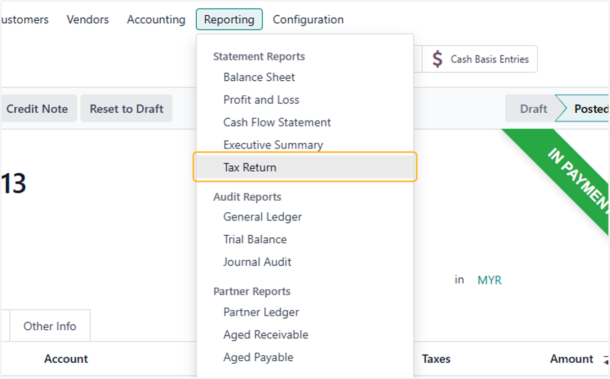 Click on Tax Return
