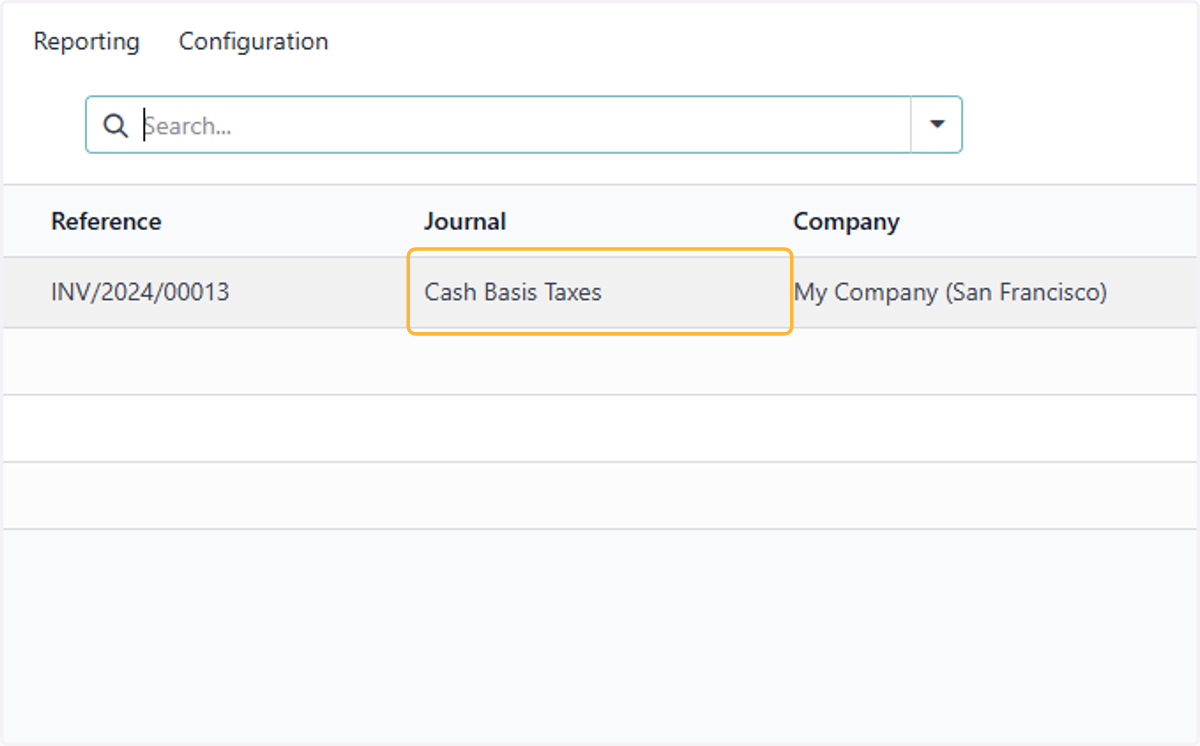 View Cash Basis Taxes entry