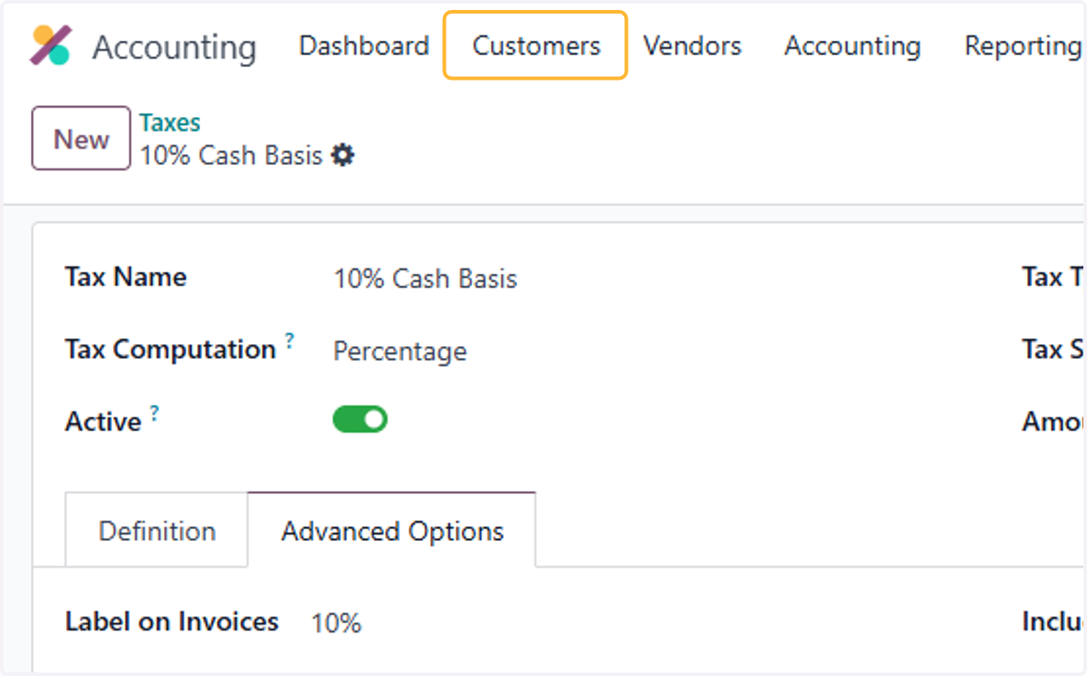 Click on Customers