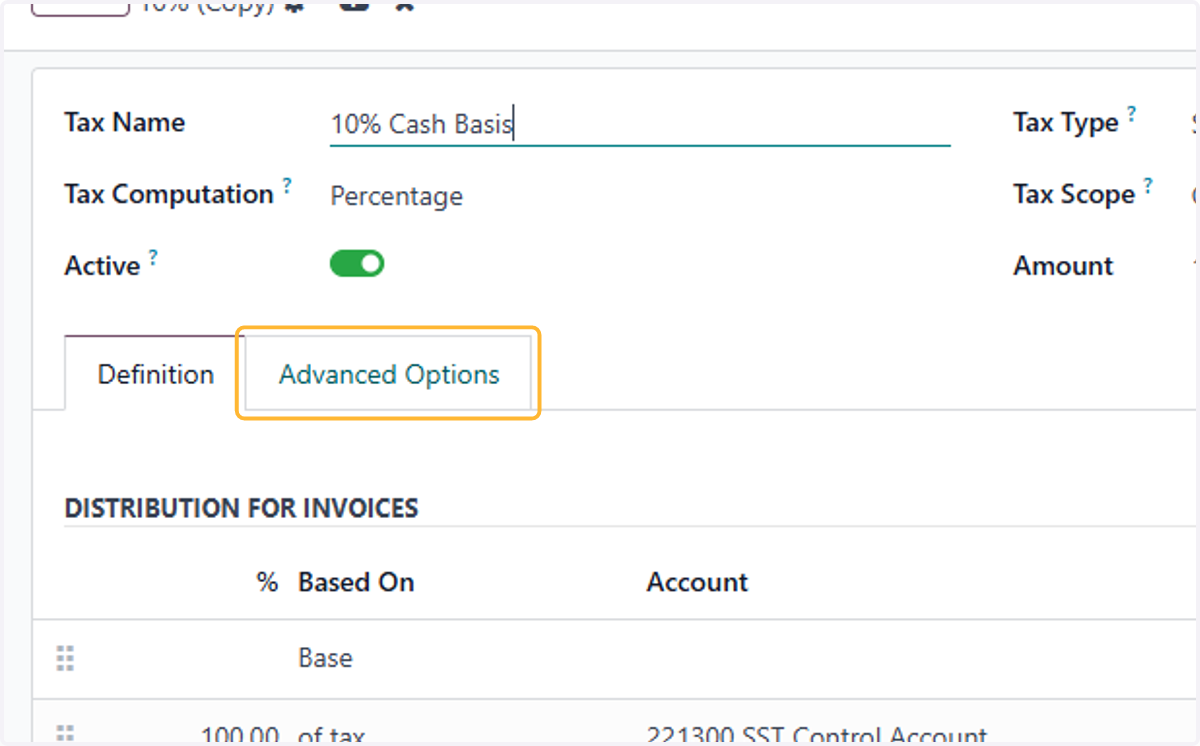Click on Advanced Options