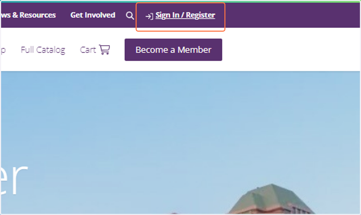 Click on Sign In / Register