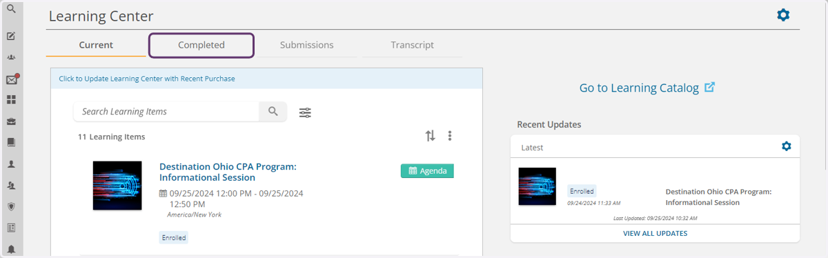 Click on Completed Tab