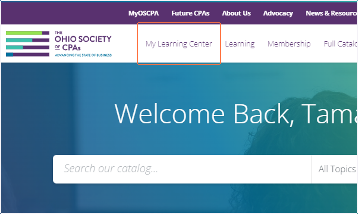 Click on My Learning Center