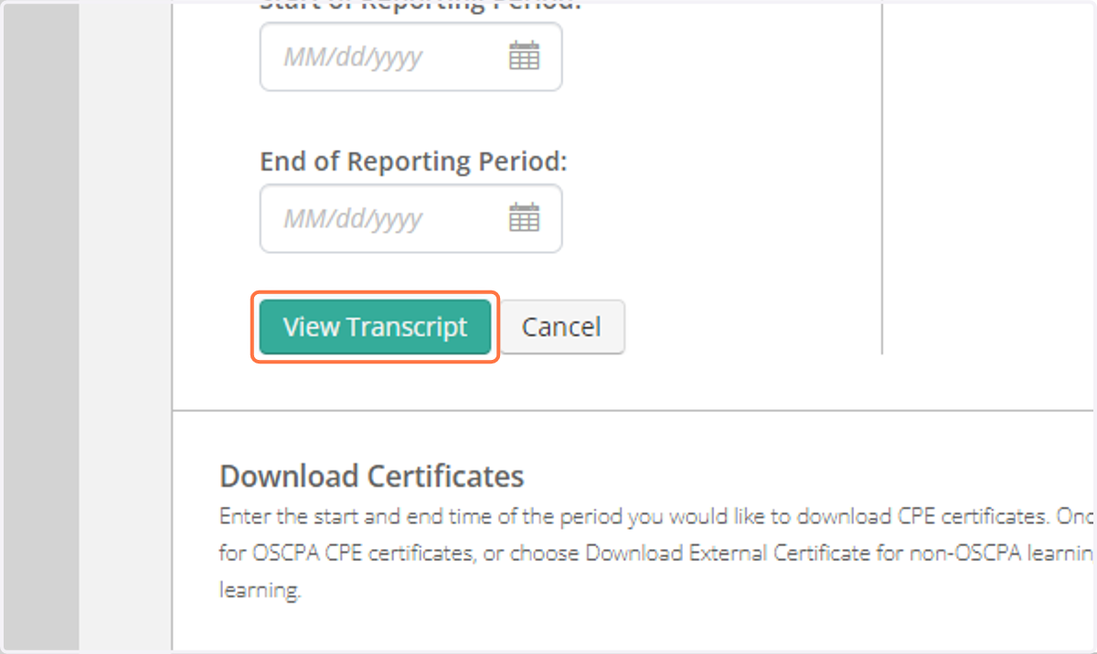 Click on View Transcript