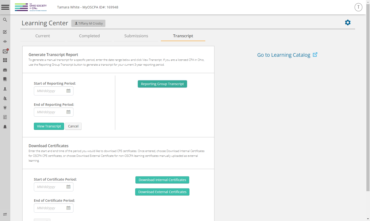 Click on Reporting Group Transcript