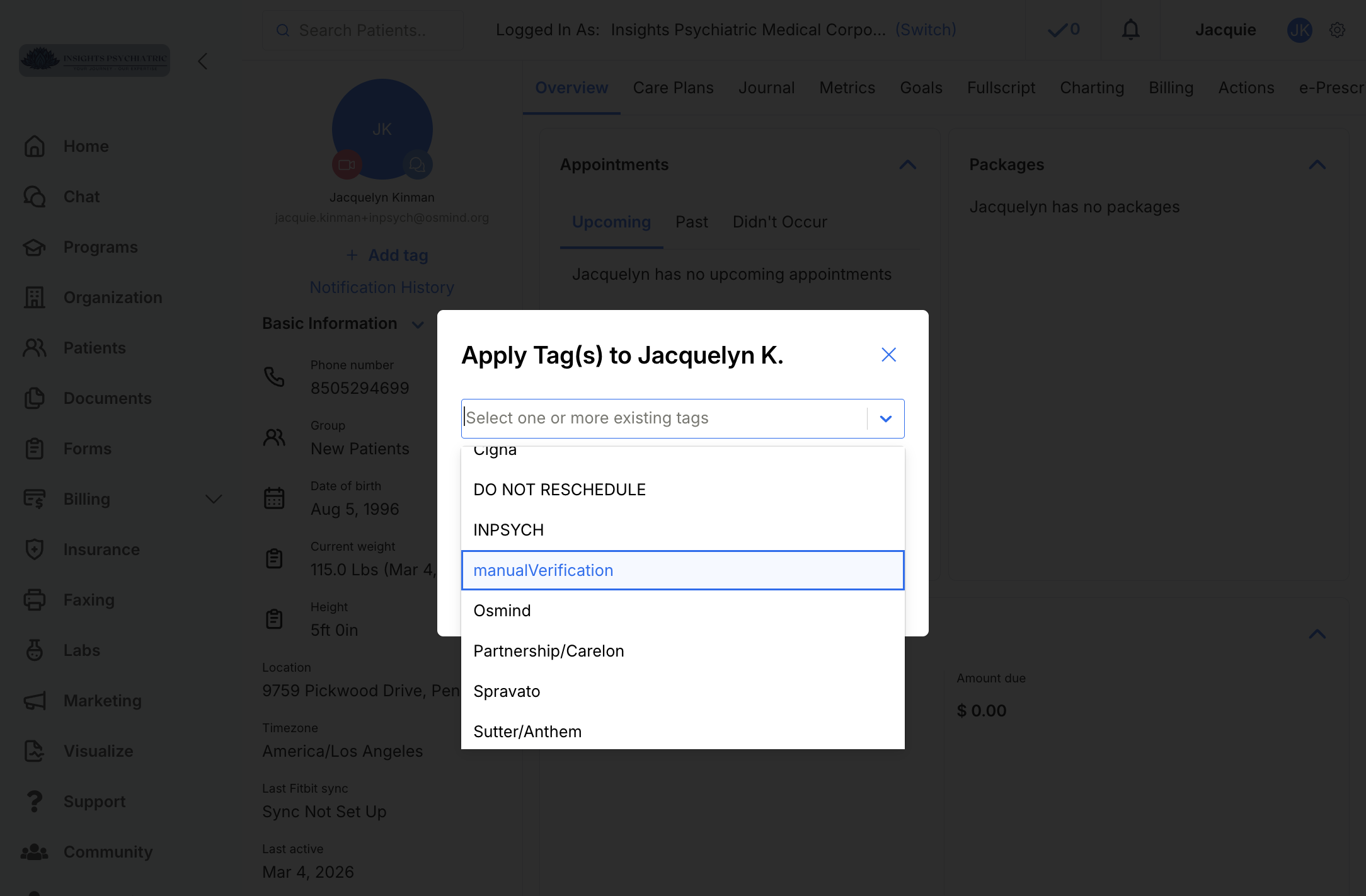 Select manualVerification