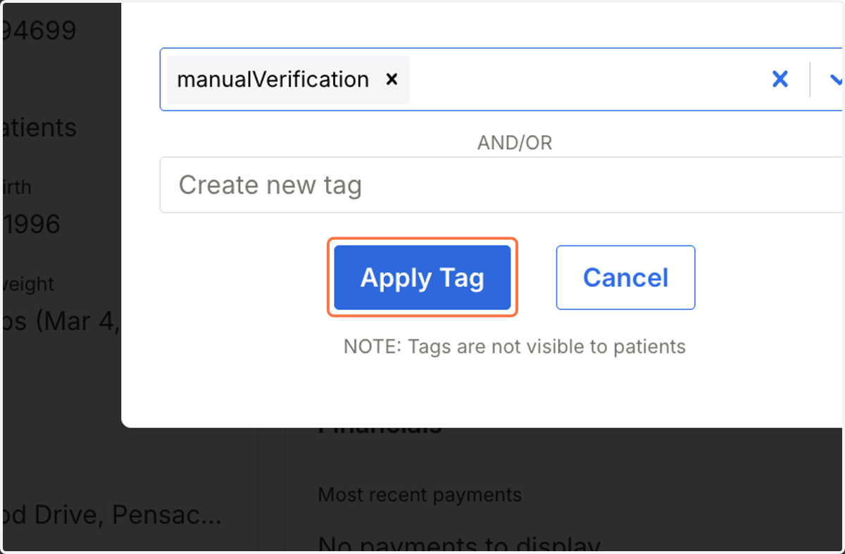 Click on Apply Tag