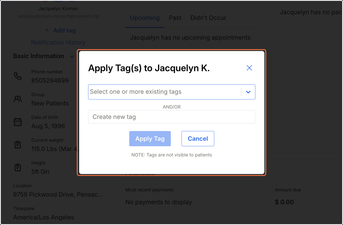 Click on Apply Tag(s)
