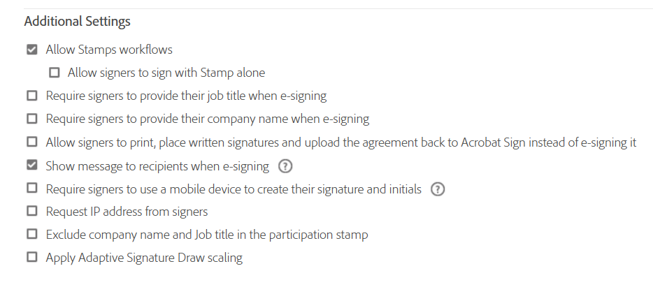 Additional Settings