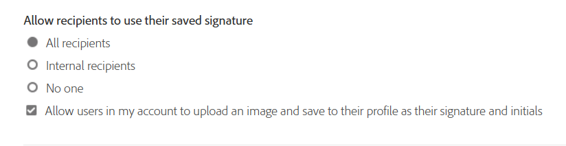 Allow Recipients to Use Their Saved Signature