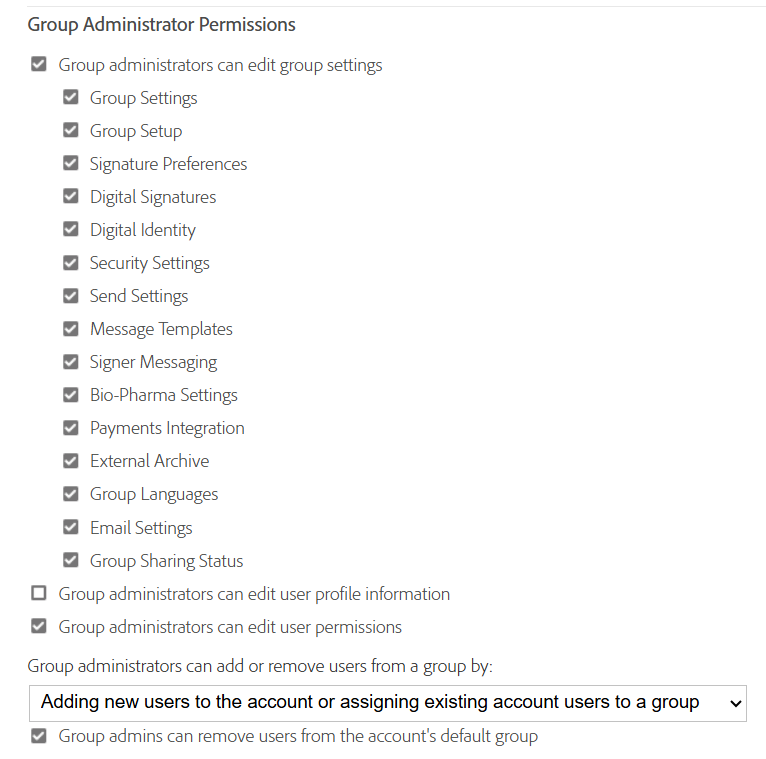 Group Administrator Permissions