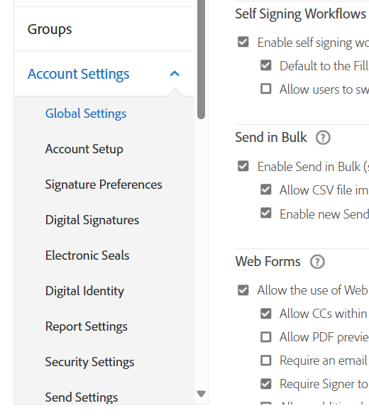 Open Global Settings