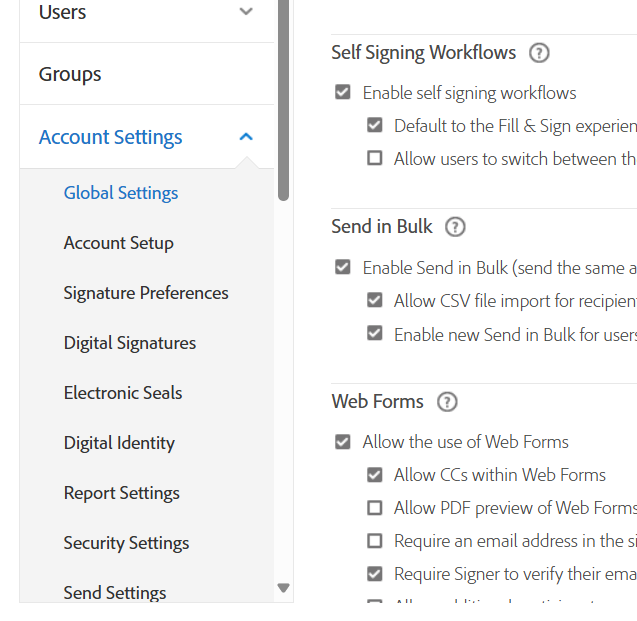 Open Account Settings