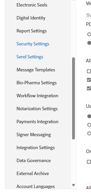 Click on Send Settings
