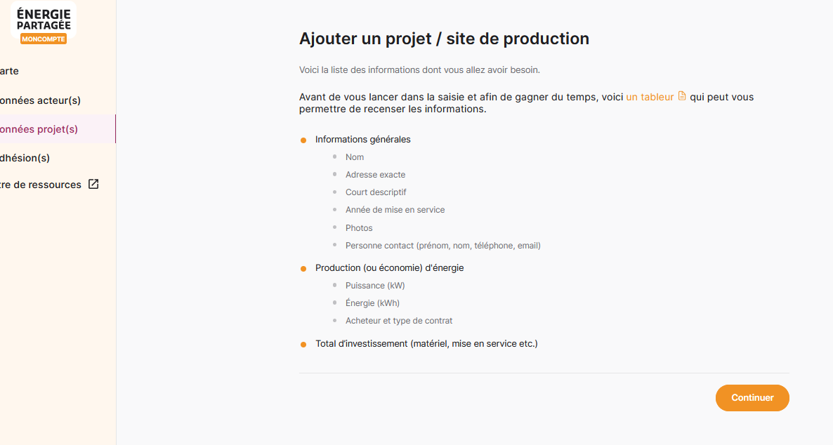 Assurez vous d'avoir à porter de mains les informations nécessaires listées