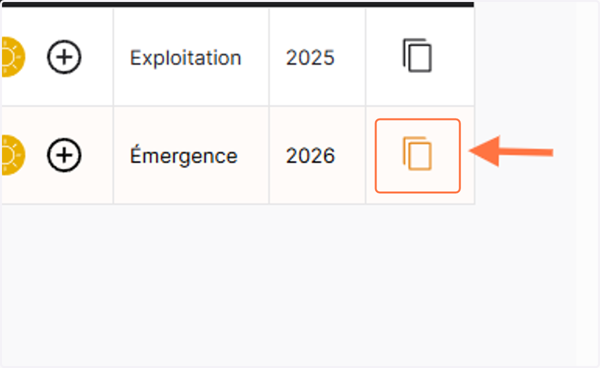 Cliquer sur l'icone "dupliquer"